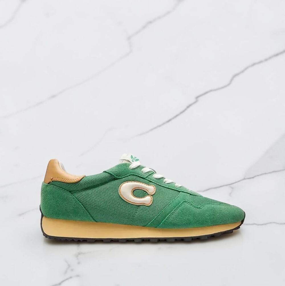 Coach C Men's Logo Retro Runner Sneakers Sport Green Size 10